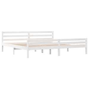 Rám postele bílý masivní dřevo 200 x 200 cm - obrázek 4