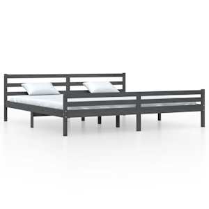 Rám postele šedý masivní dřevo 200 x 200 cm - obrázek 2