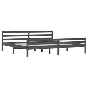 Rám postele šedý masivní dřevo 200 x 200 cm - obrázek 4