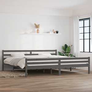 Rám postele šedý masivní dřevo 200 x 200 cm - obrázek 1