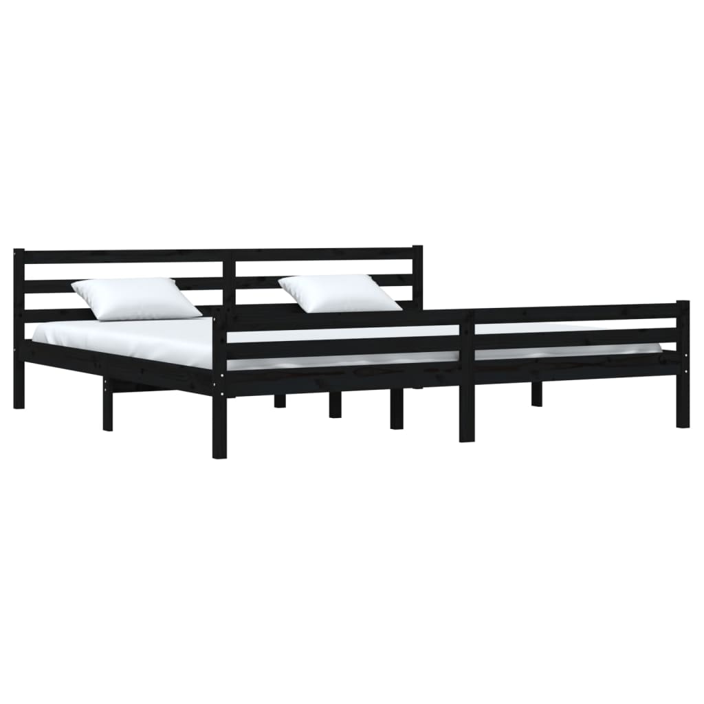 vidaXL Bedframe massief hout zwart 200x200 cm afbeelding