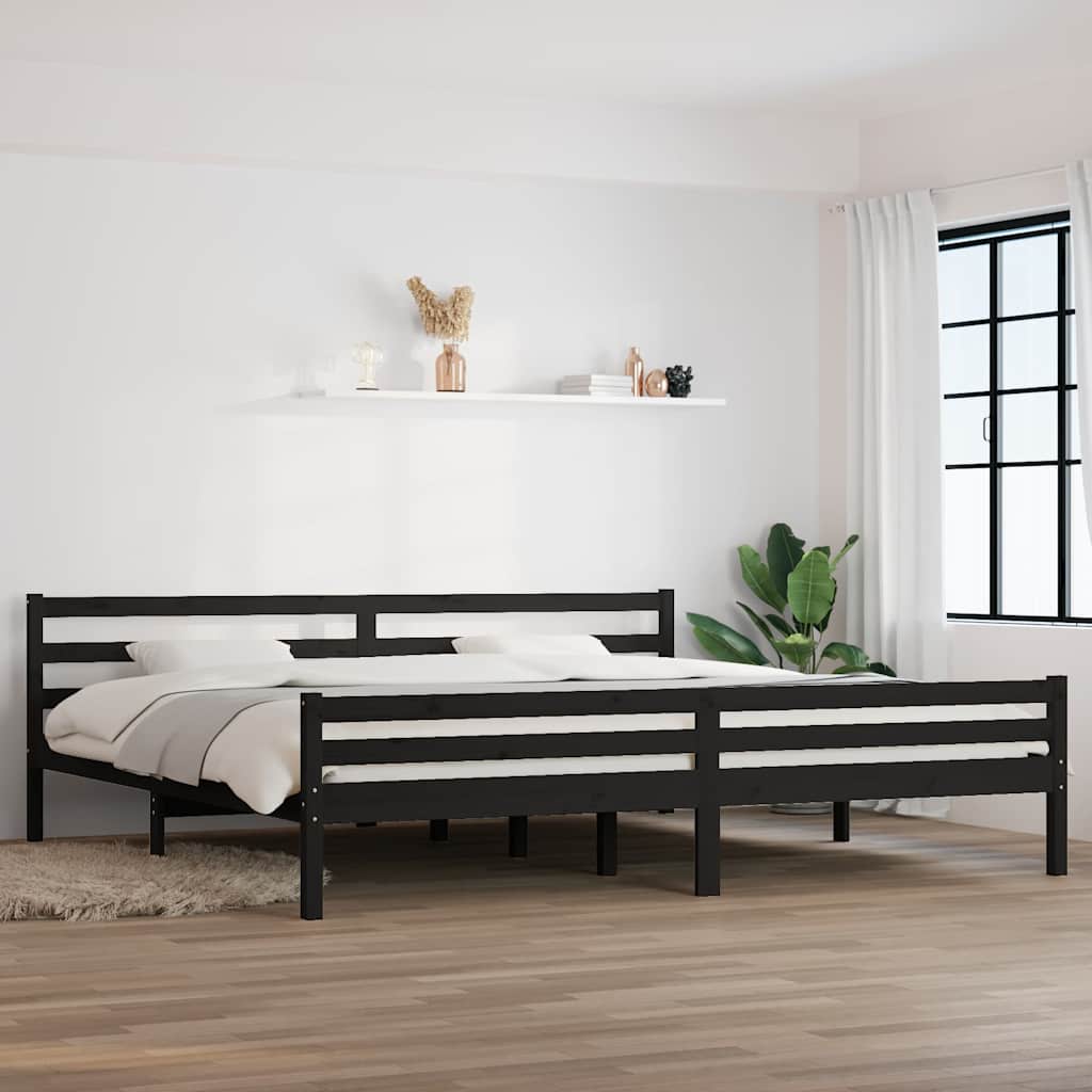 vidaXL Rama ��ka, czarna, lite drewno, 200 x 200 cm