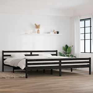 Rám postele černý masivní dřevo 200 x 200 cm - obrázek 1