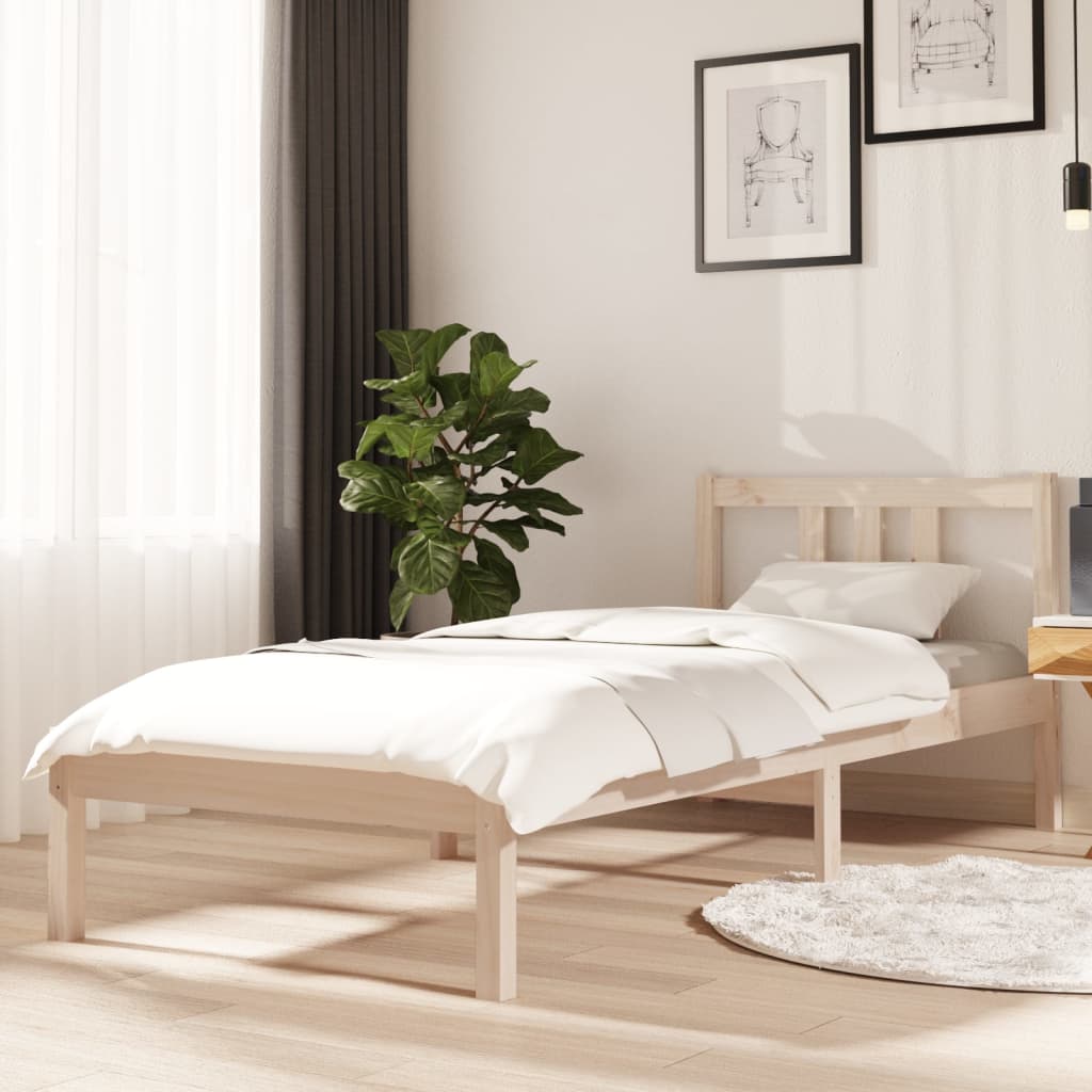 vidaXL Rama ��ka, lite drewno, 75x190 cm, pojedyncza