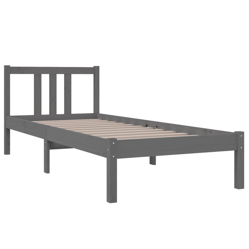 

vidaXL Bedframe massief hout grijs 75x190 cm 2FT6 Small Single