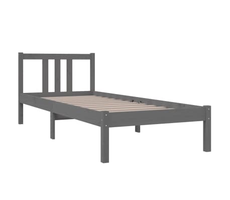vidaXL Sengeramme grå heltre 75x190 cm Small Single