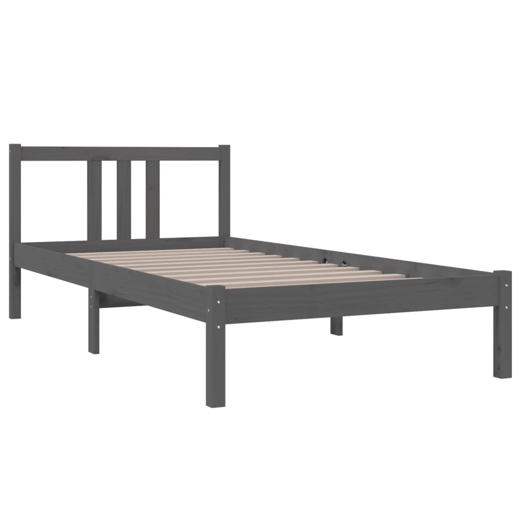 

vidaXL Bedframe massief hout grijs 90x190 cm 3FT Single