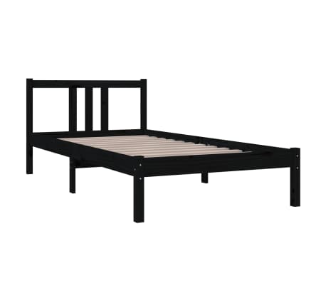 vidaXL Bed Frame without Mattress Black Solid Wood 90x190 cm Single Single