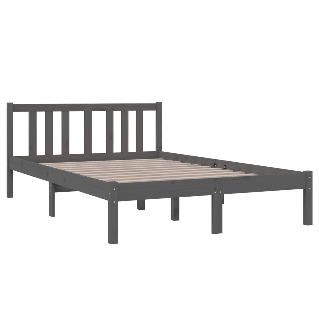 

vidaXL Bedframe massief hout grijs 120x190 cm 4FT Small Double