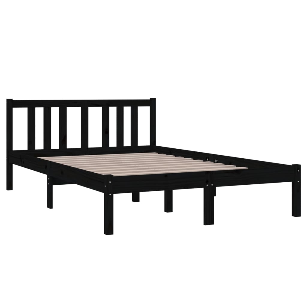 

vidaXL Bedframe massief hout zwart 120x190 cm 4FT Small Double