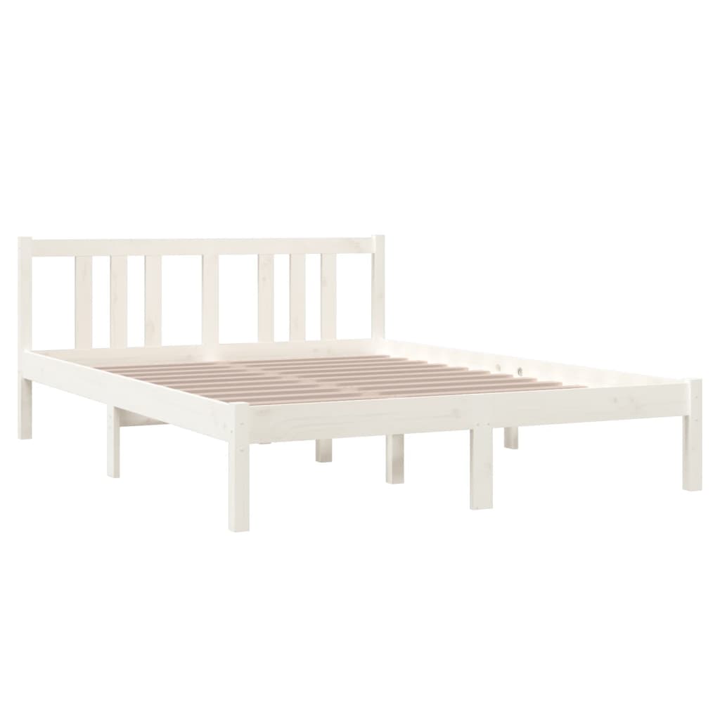 

vidaXL Bedframe massief hout wit 135x190 cm 4FT6 Double