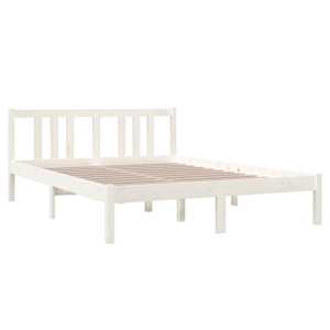vidaXL Bed Frame without Mattress White Solid Wood 135x190 cm Double Double