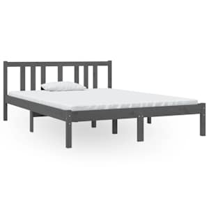 Rám postele šedý masivní dřevo 135 x 190 cm dvojlůžko - obrázek 2