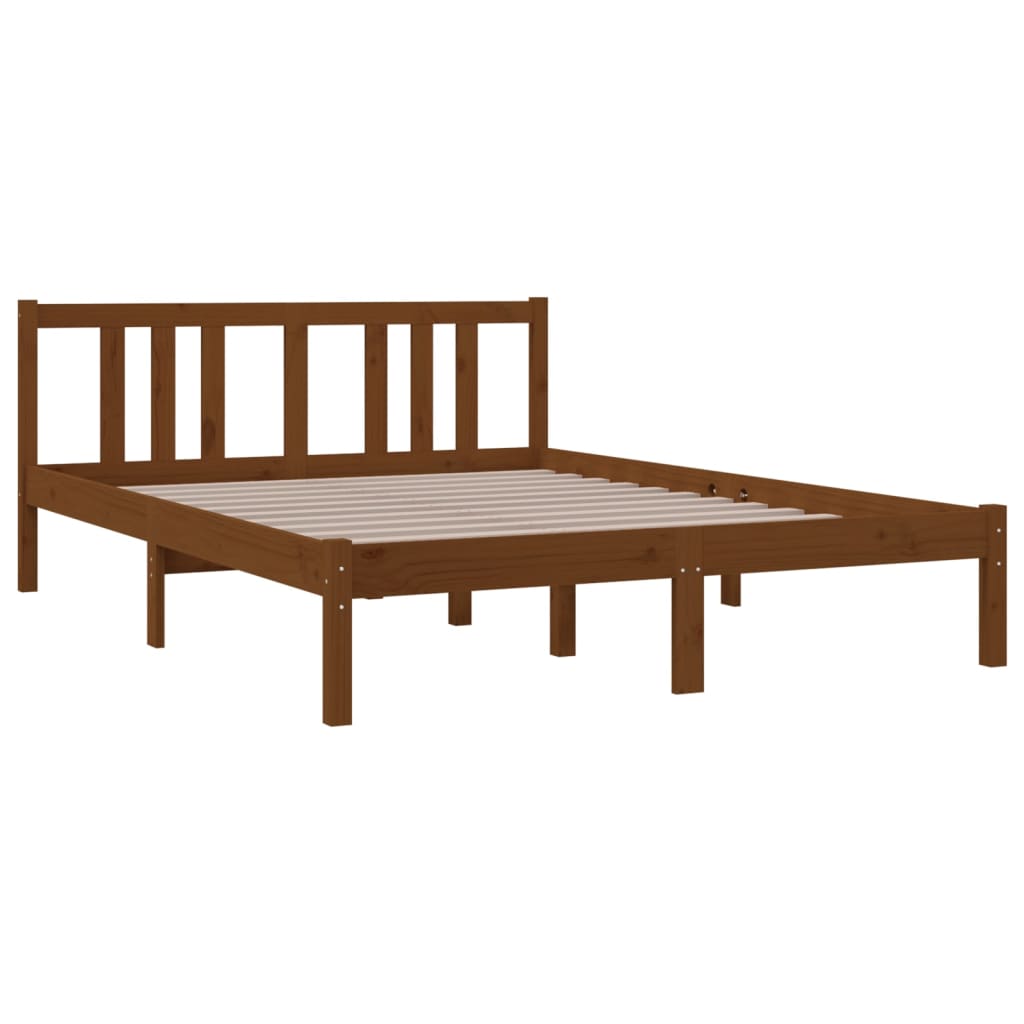 vidaXL Bedframe massief hout honingbruin 135x190 cm afbeelding