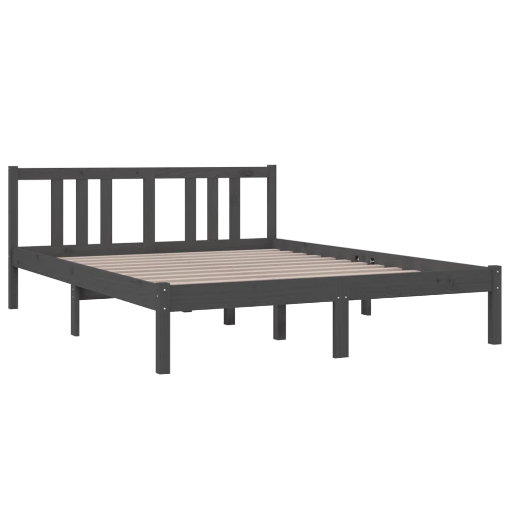 

vidaXL Bedframe massief hout grijs 140x190 cm
