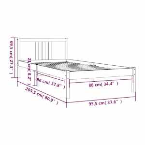 Rám postele bílý masivní dřevo 90 x 200 cm - obrázek 9