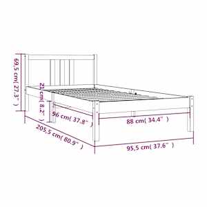Rám postele medově hnědý masivní dřevo 90 x 200 cm - obrázek 9