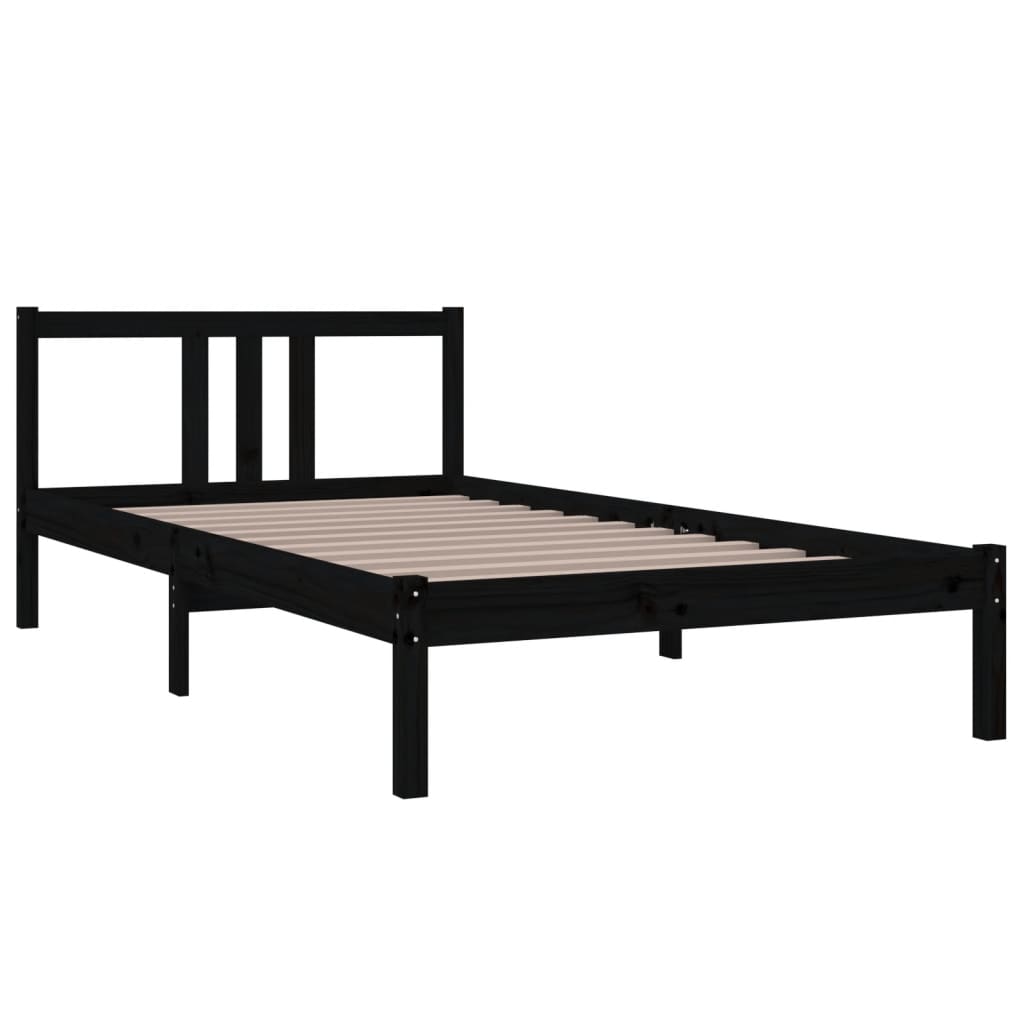 vidaXL fekete tömör fa ágykeret 100 x 200 cm