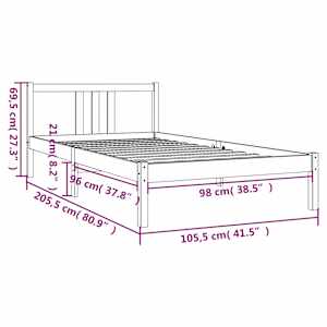 Rám postele černý masivní dřevo 100 x 200 cm - obrázek 9