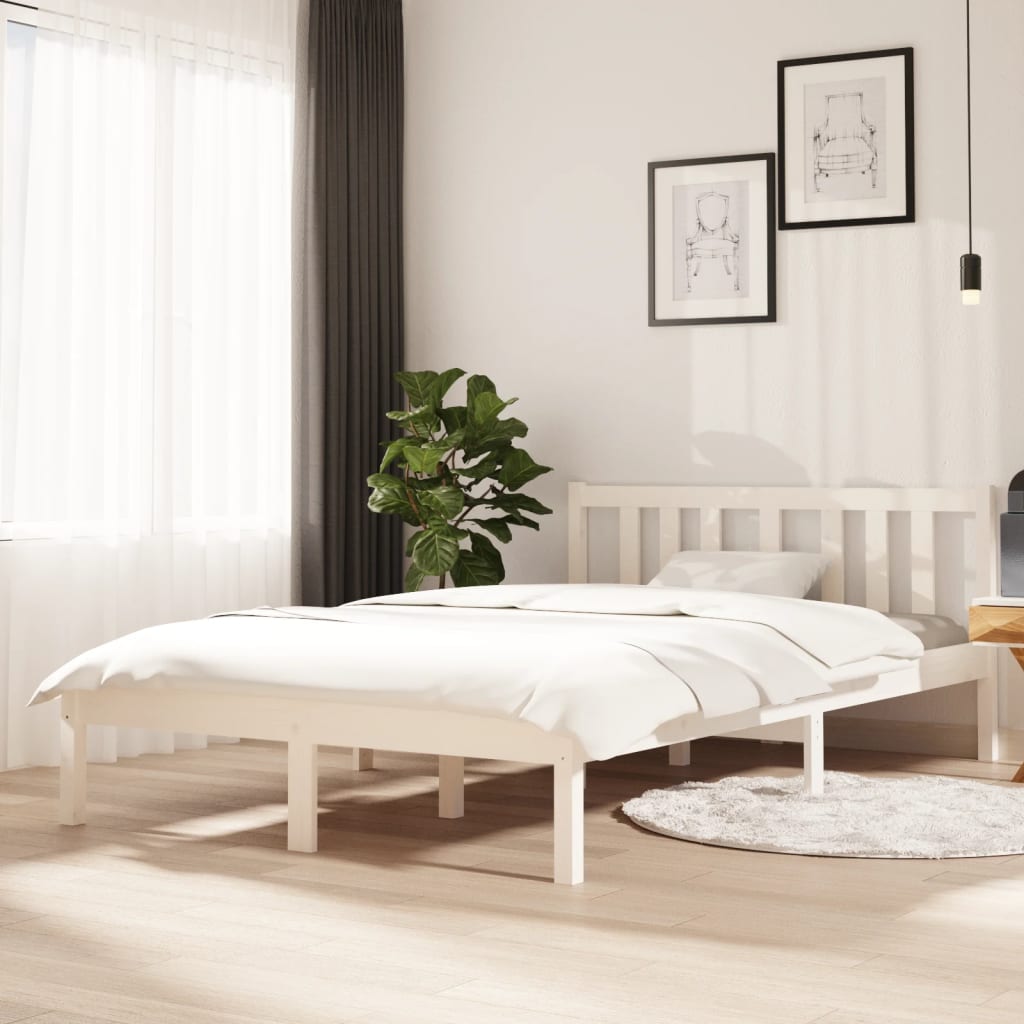 Estructura de cama madera maciza blanco 120x200 cm