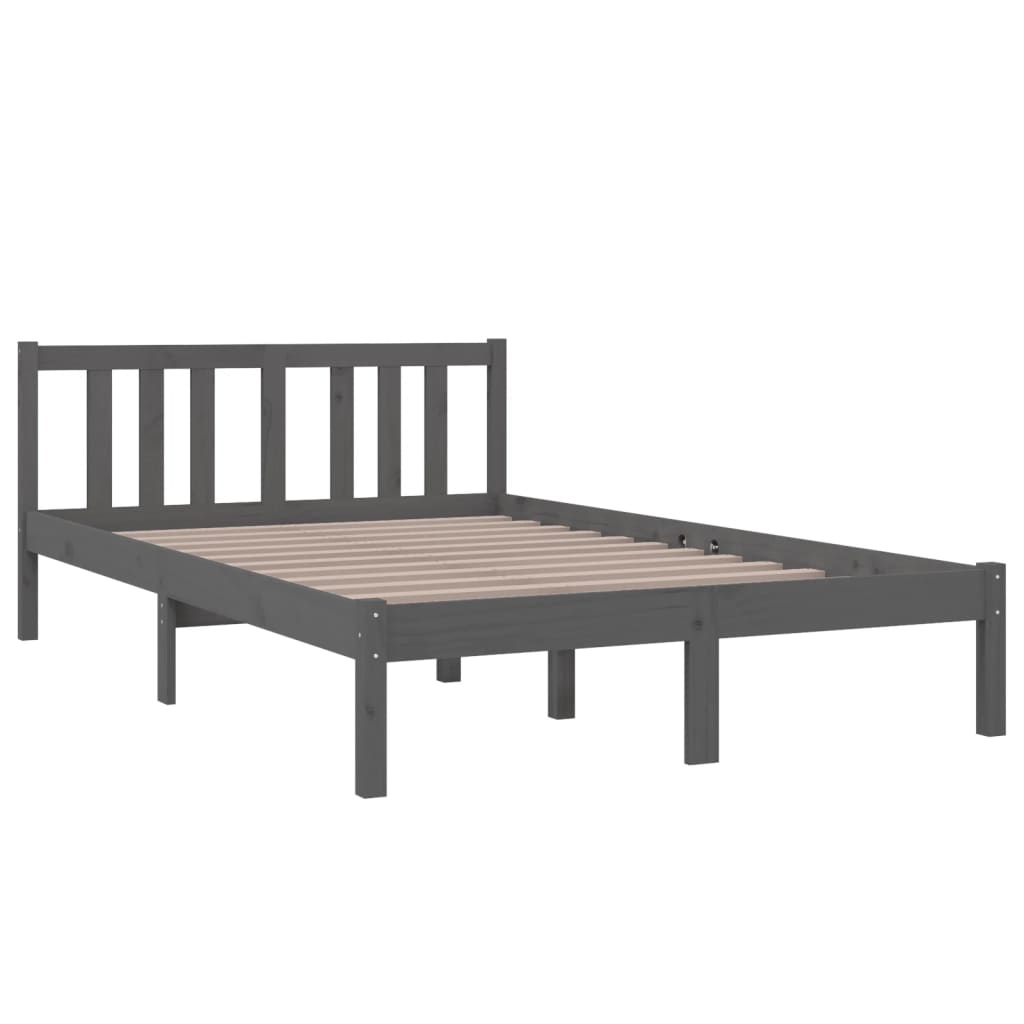 vidaXL Bedframe massief hout grijs 120x200 cm afbeelding