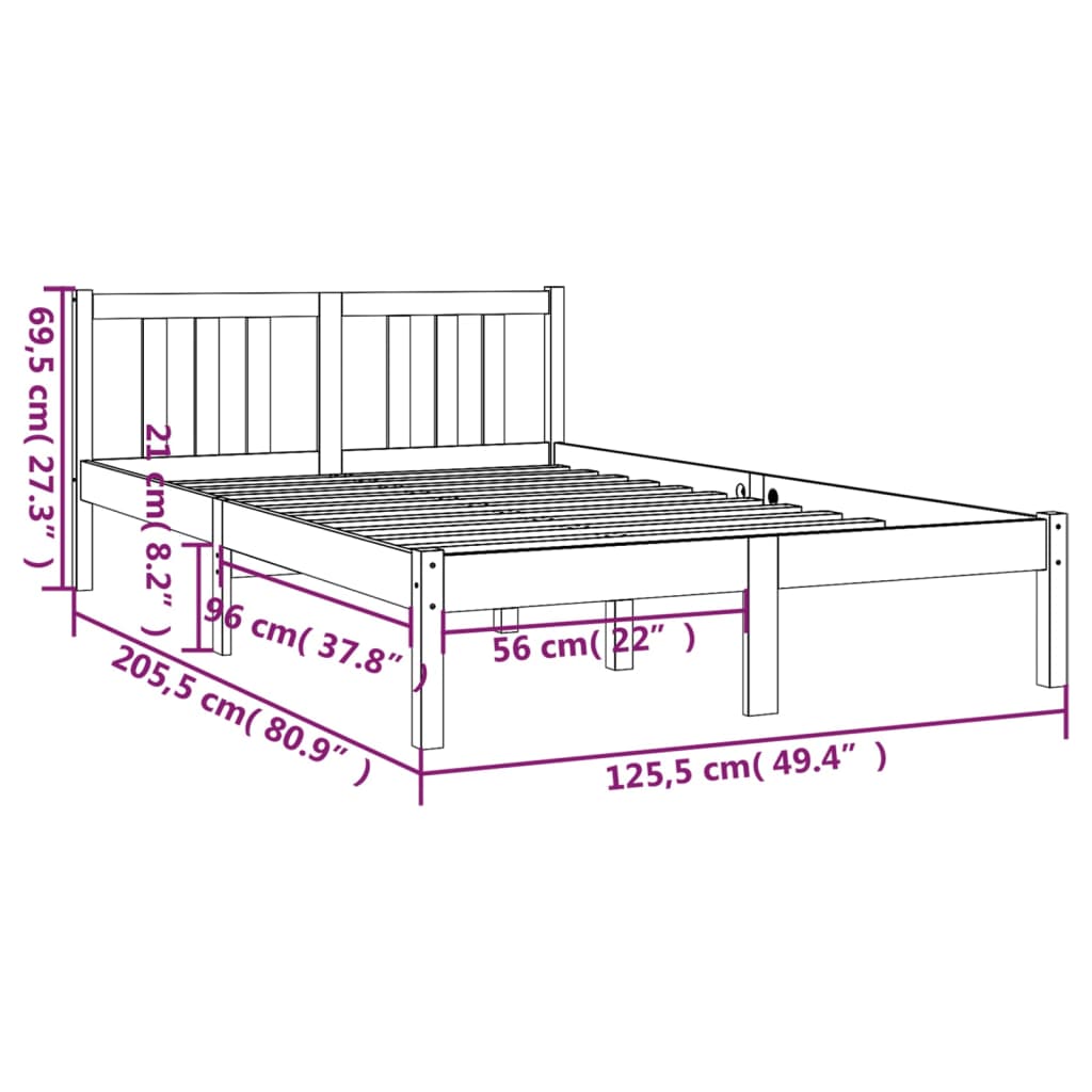 Okvir za krevet od masivnog drva smeđa boja meda 120 x 200 cm