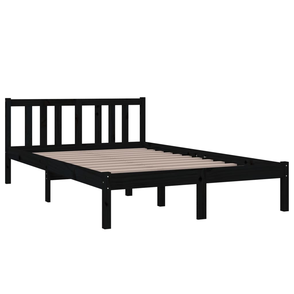 vidaXL Bedframe massief hout zwart 120x200 cm afbeelding