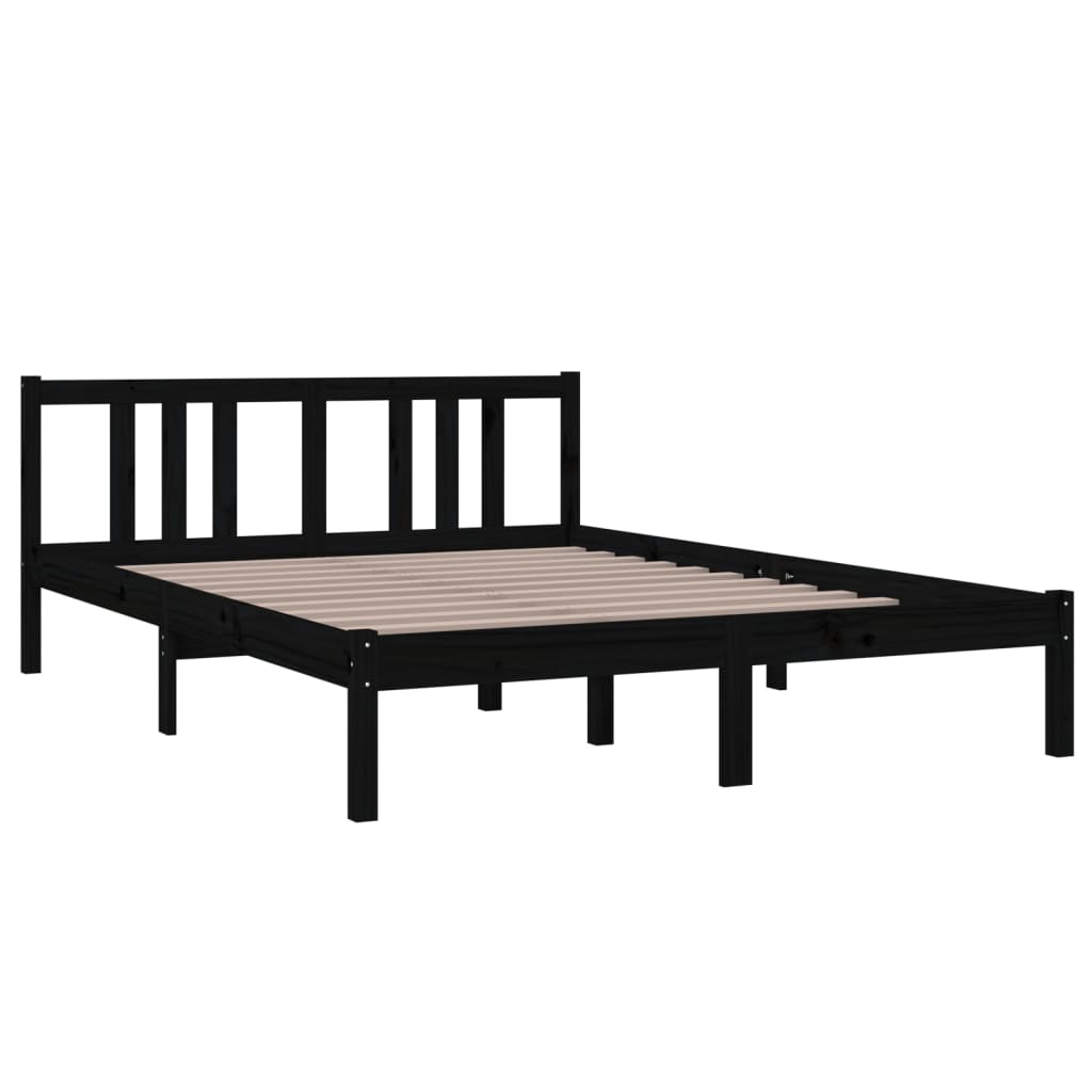 vidaXL Bedframe massief hout zwart 140x200 cm