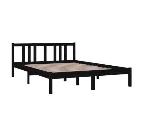 vidaXL Bedframe massief hout zwart 140x200 cm