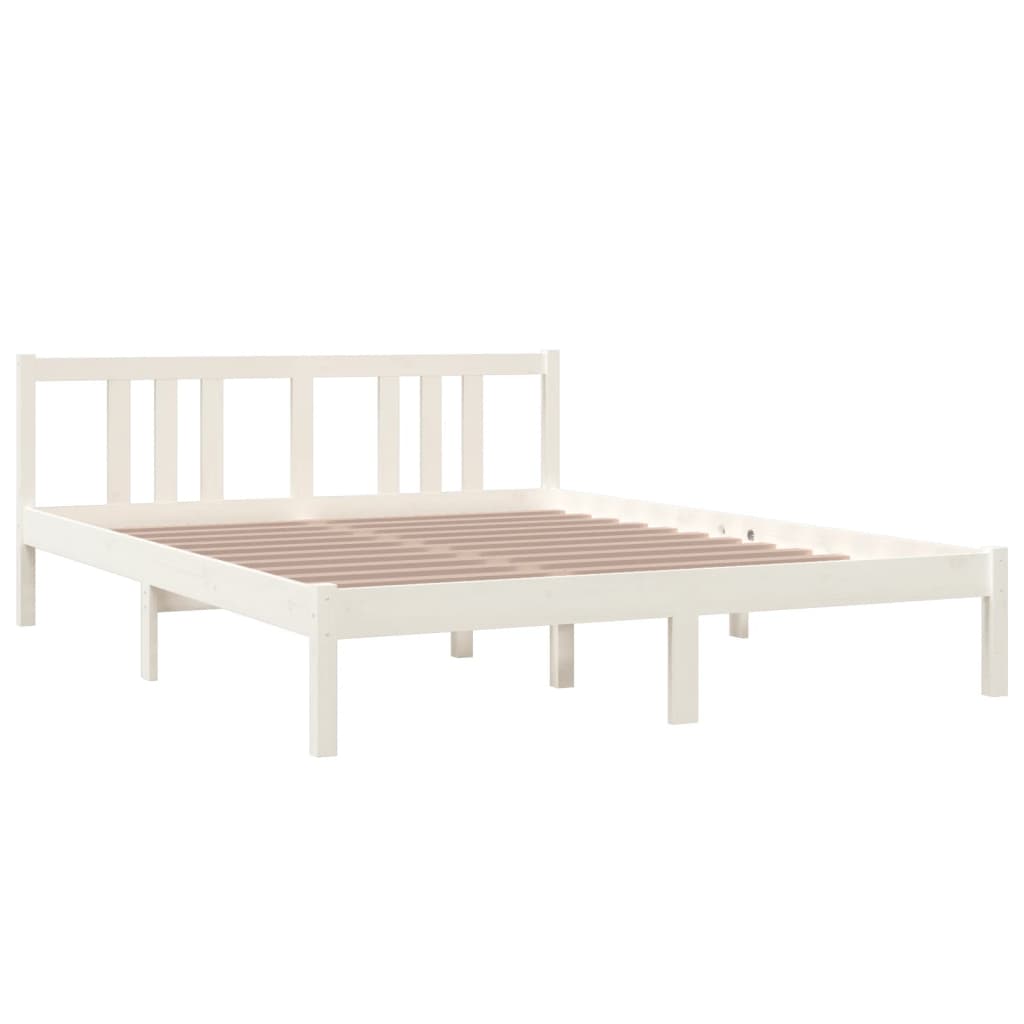 

vidaXL Bedframe massief hout wit 150x200 cm 5FT King Size