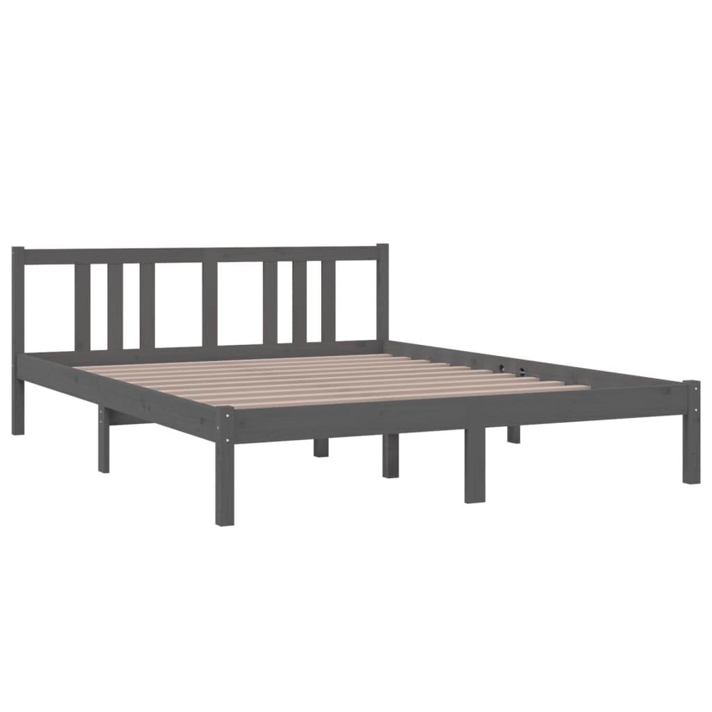 

vidaXL Bedframe massief hout grijs 150x200 cm 5FT King Size