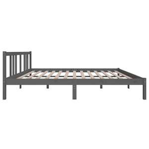 Rám postele šedý masivní dřevo 150 x 200 cm King Size - obrázek 5