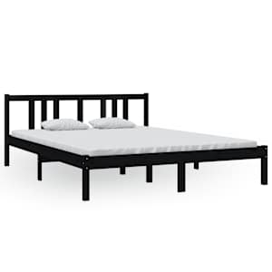 Rám postele černý masivní dřevo 150 x 200 cm King Size - obrázek 2