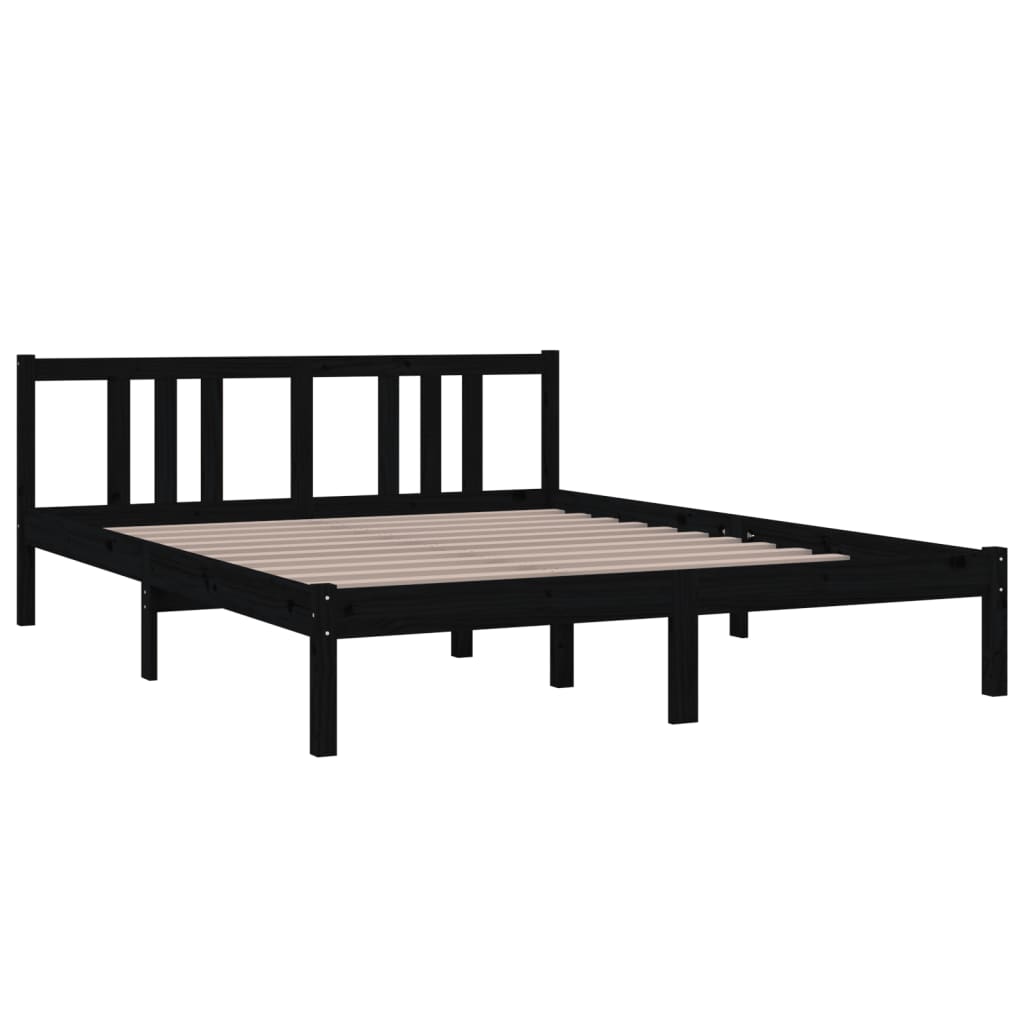

vidaXL Bedframe massief hout zwart 150x200 cm 5FT King Size