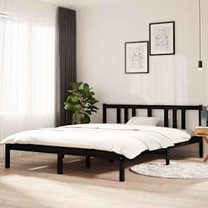 Rám postele černý masivní dřevo 150 x 200 cm King Size - obrázek 1