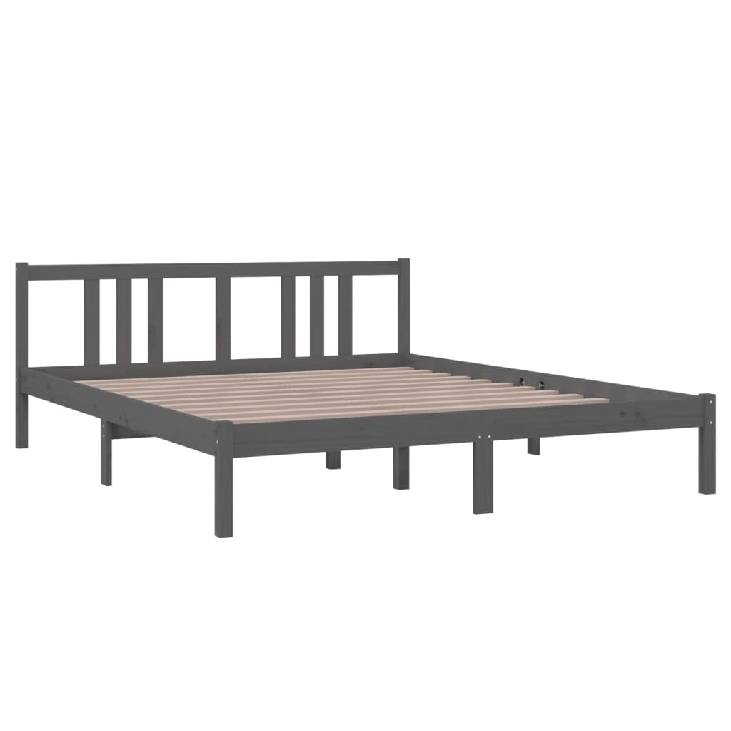 vidaXL Bedframe massief hout grijs 160x200 cm afbeelding