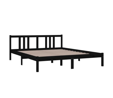 vidaXL Bed Frame without Mattress Black Solid Wood 160x200 cm