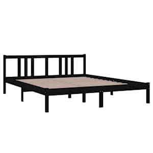 vidaXL Bed Frame without Mattress Black Solid Wood 160x200 cm