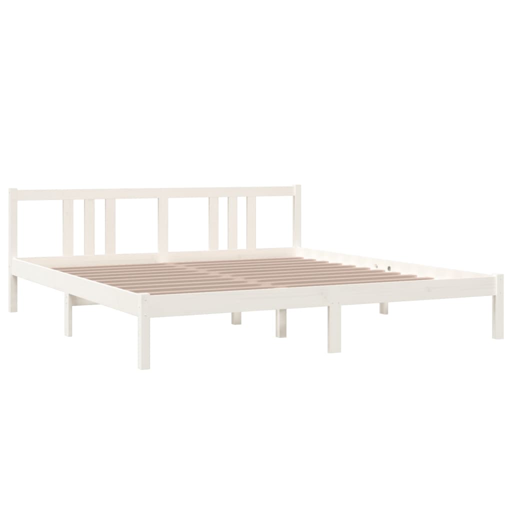 vidaXL Estructura de cama madera maciza blanco Super King 180x200 cm