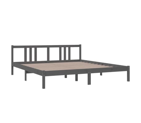 vidaXL Πλαίσιο Κρεβατιού Γκρι 180 x 200 εκ Ξύλο Πεύκου Super King