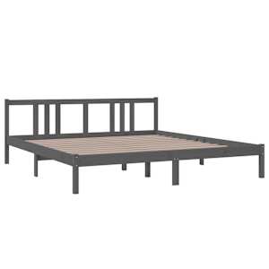 vidaXL Πλαίσιο Κρεβατιού Γκρι 180 x 200 εκ Ξύλο Πεύκου Super King