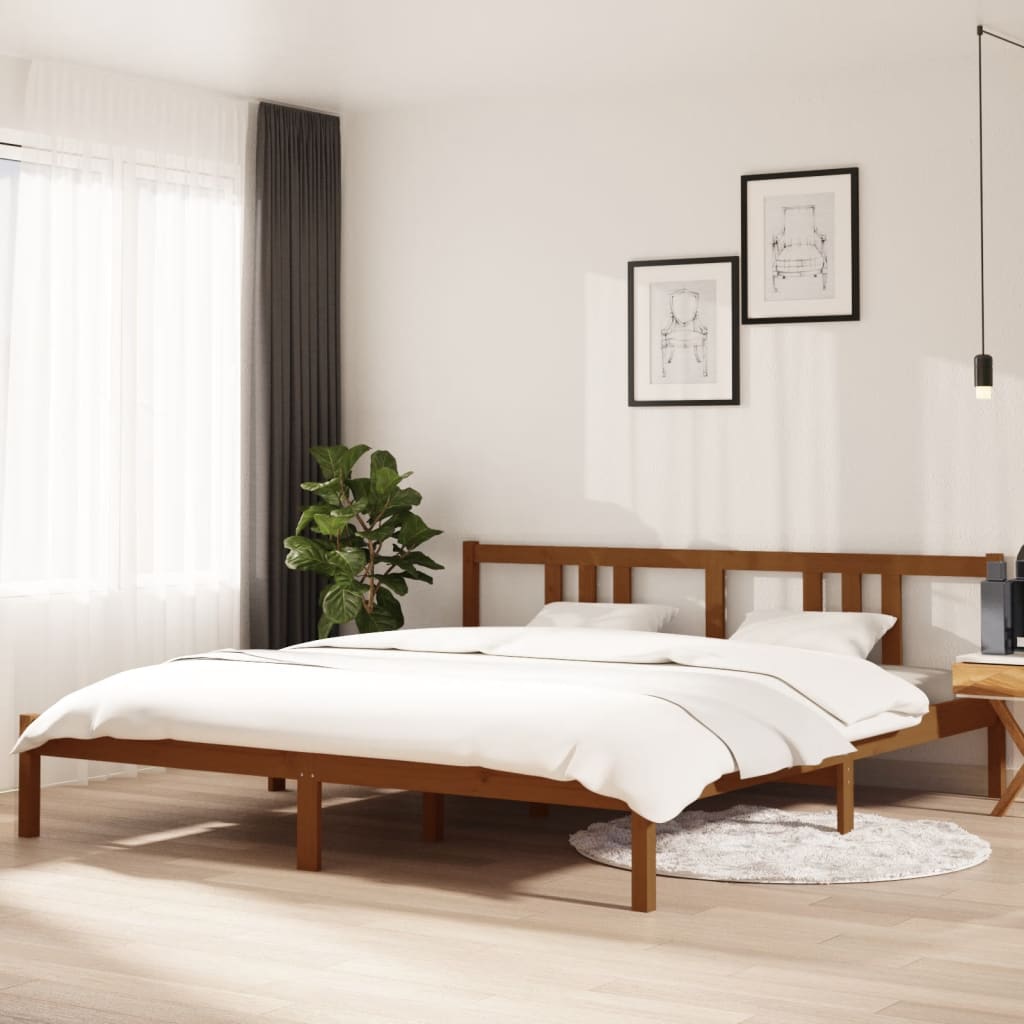 vida XL Massivholzbett Honigbraun 180x 200 cm 6FT Super King
