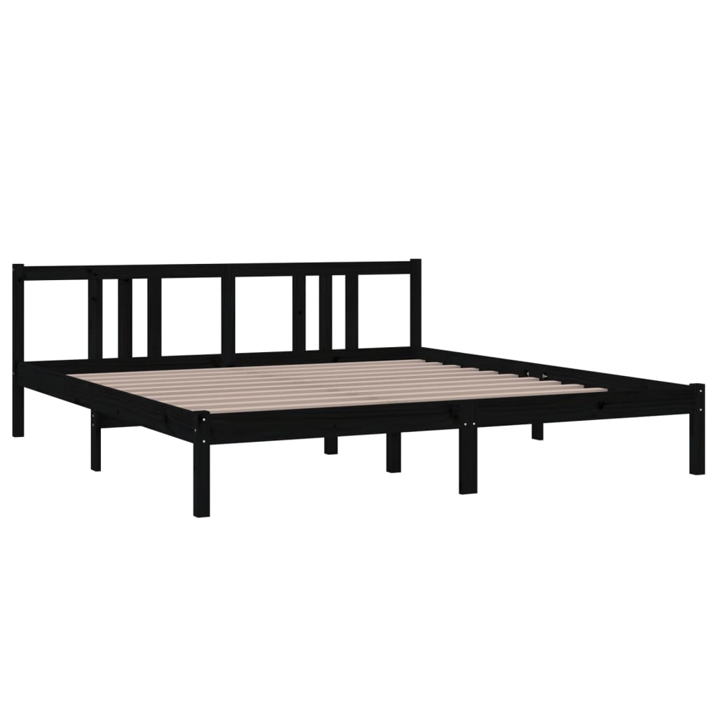 

vidaXL Bedframe massief hout zwart 180x200 cm 6FT Super King