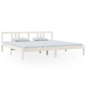 Rám postele bílý masivní dřevo 200 x 200 cm - obrázek 2