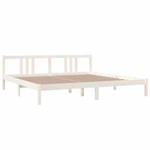 Rám postele bílý masivní dřevo 200 x 200 cm - obrázek 3