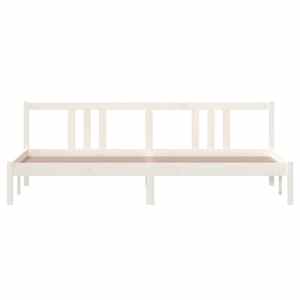 Rám postele bílý masivní dřevo 200 x 200 cm - obrázek 4