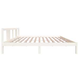 Rám postele bílý masivní dřevo 200 x 200 cm - obrázek 5