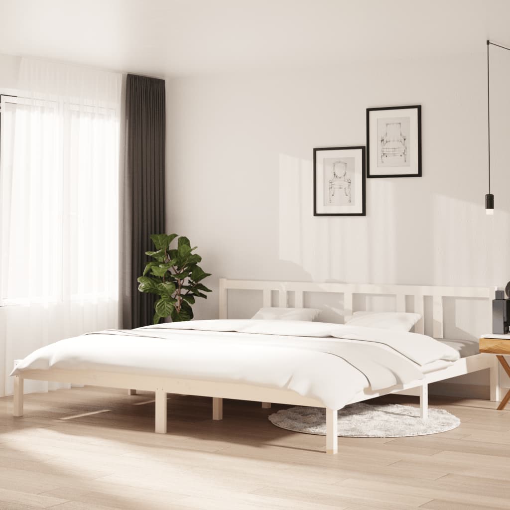 vidaXL Rama ��ka, bia�a, lite drewno, 200 x 200 cm