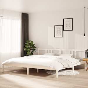 Rám postele bílý masivní dřevo 200 x 200 cm - obrázek 1