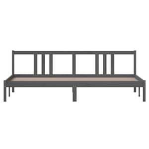 Rám postele šedý masivní dřevo 200 x 200 cm - obrázek 4